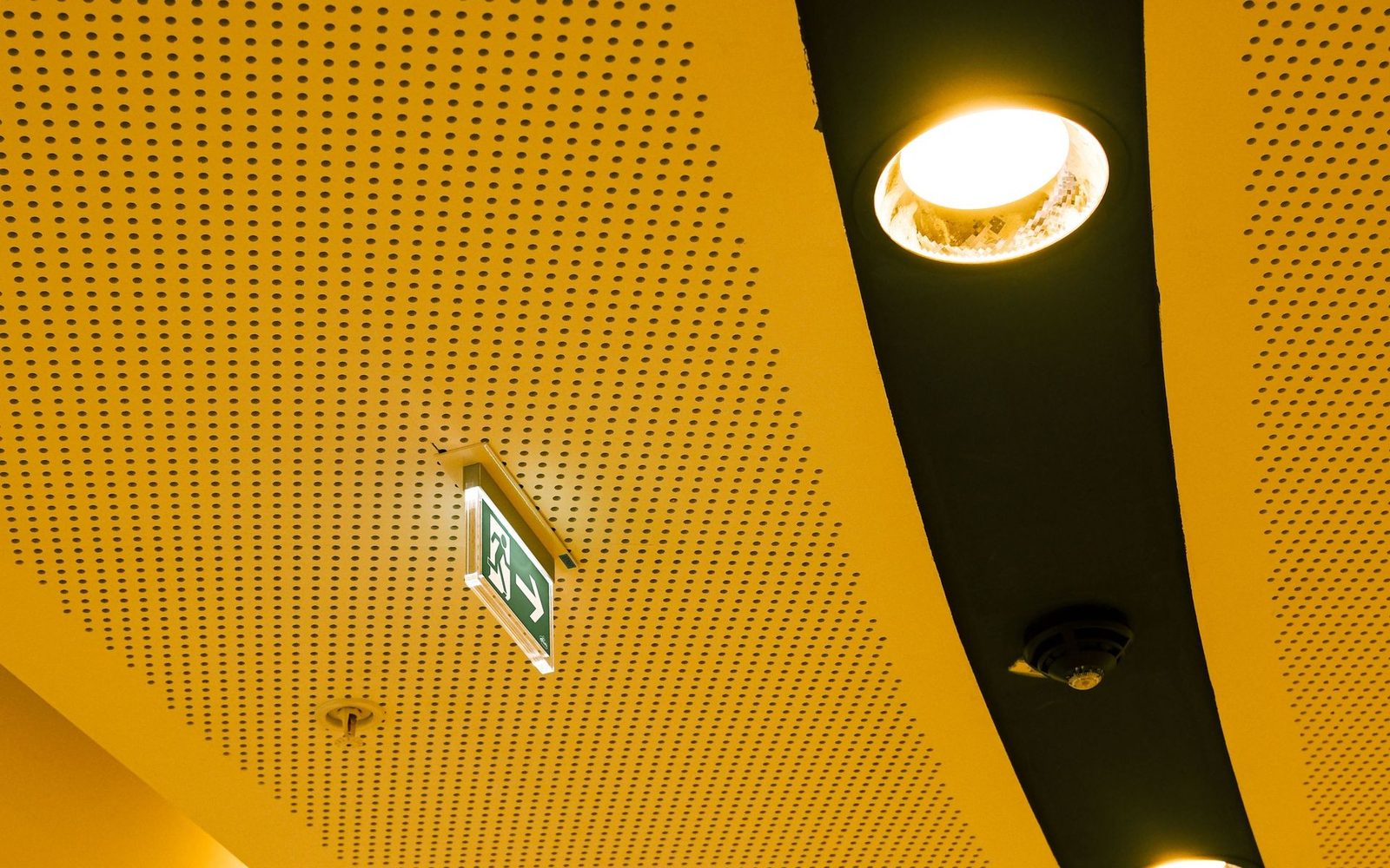 Recessed downlight in a modern ceiling